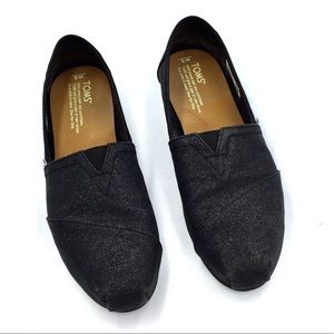 TOMS Black Sparkly Canvas Flat